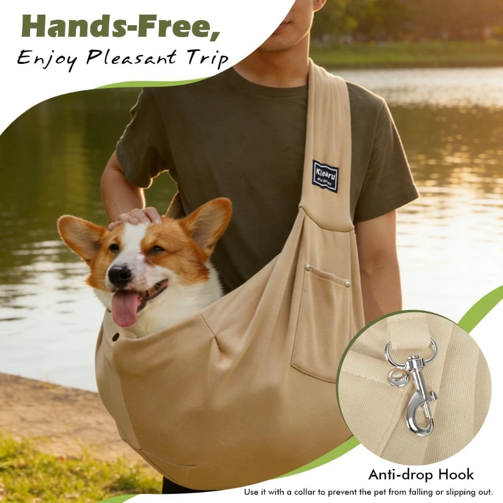 Cat Dog Sling Carrier Hands Free Reversible Pet Papoose Bag Soft Pouch and Tote Design for Puppy Small Dogs Cats Outdoor Travel