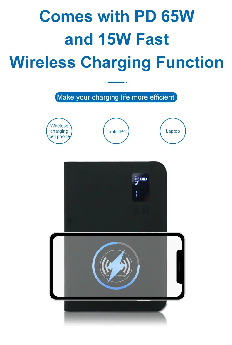 4 In 1 USB Solar Battery Backup AC Laptop Power Bank 30000mah with Type C PD 65w Fast Charge AC 85W Output