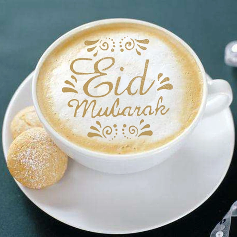 4 قطعة عيد مبارك القمر رذاذ الإستنسل القهوة كعكة قالب الكعكة رمضان ديكور المعونة الأضحى كريم الإسلام مسلم Gurbang إمدادات الحفلات