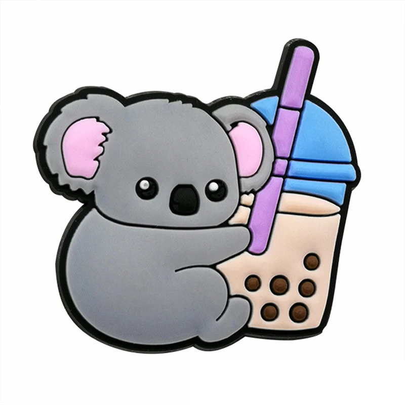 1pcs Cute Animals Boba Tea Frog Shoe Charms for Crocs Accessories Pin Sandals Decorations Adults Party Favor Gifts image 4