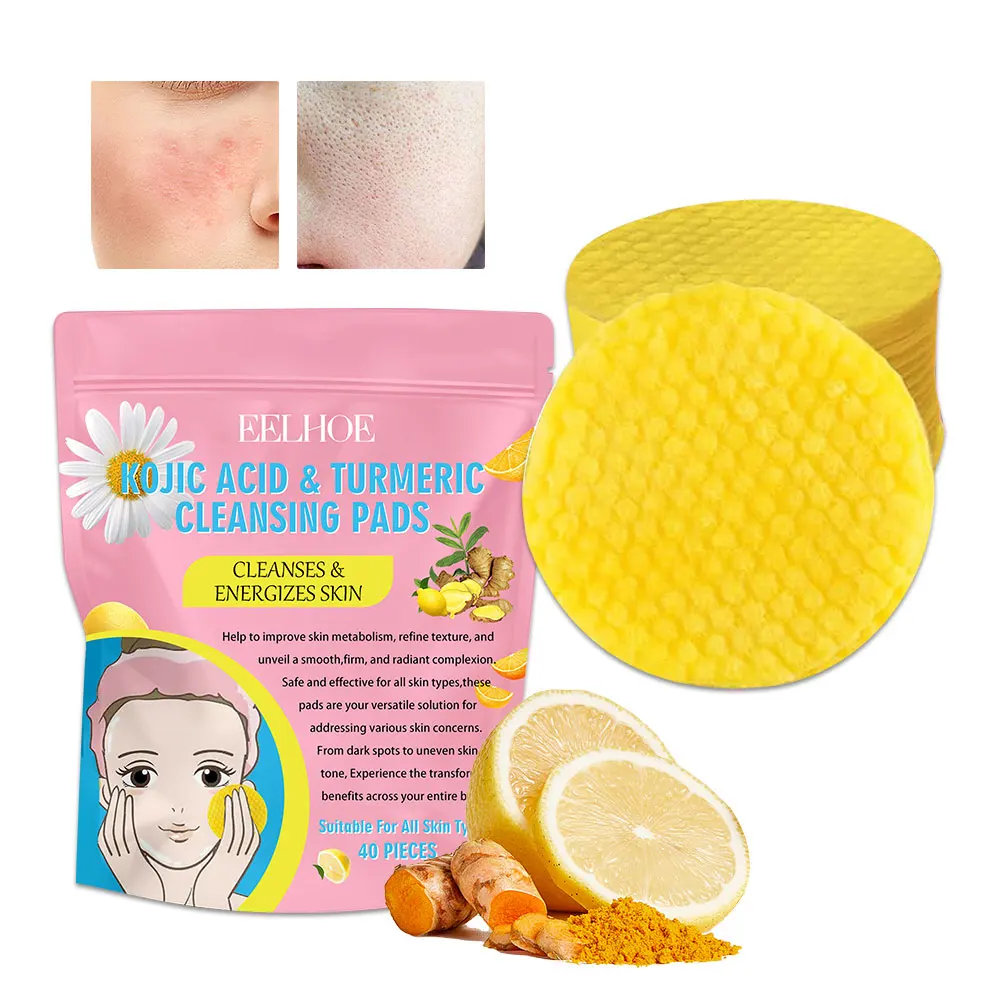 

Turmeric Kojic Acid Facial Exfoliating Cleansing Pads Lemon Deeply Cleansing Skin Brightening Whitening Cotton Pad Skin Care