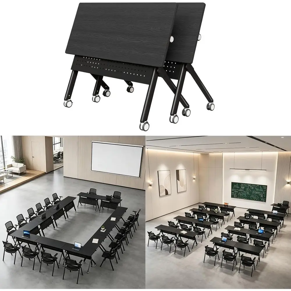 

Wheeled Conference Tables, 55.1 Rectangular, Stackable, Space-Efficient for Meetings and Training