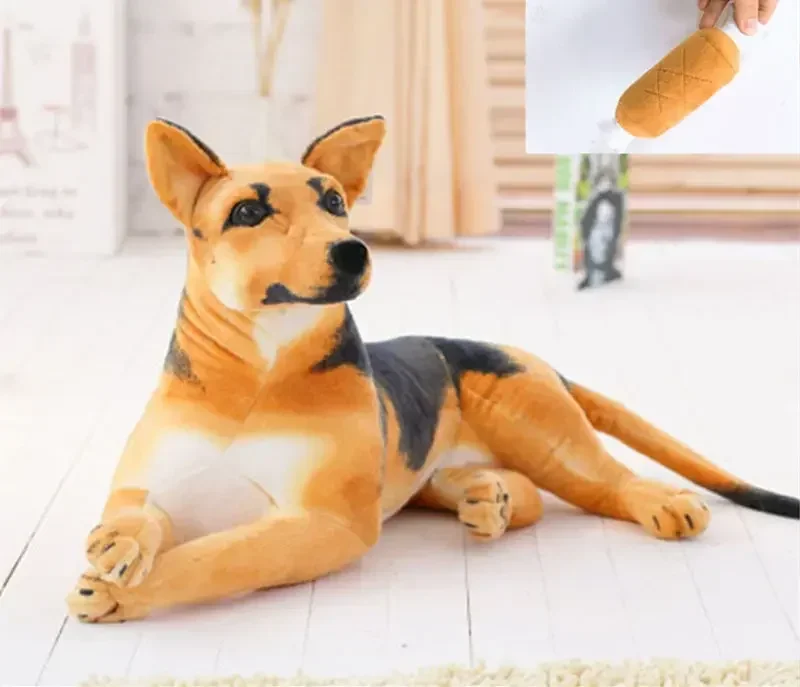 [Funny] 90cm shepherd dog and bone Stuffed Plush doll toy simulation animal sit prone dog model home decoration kids best gift