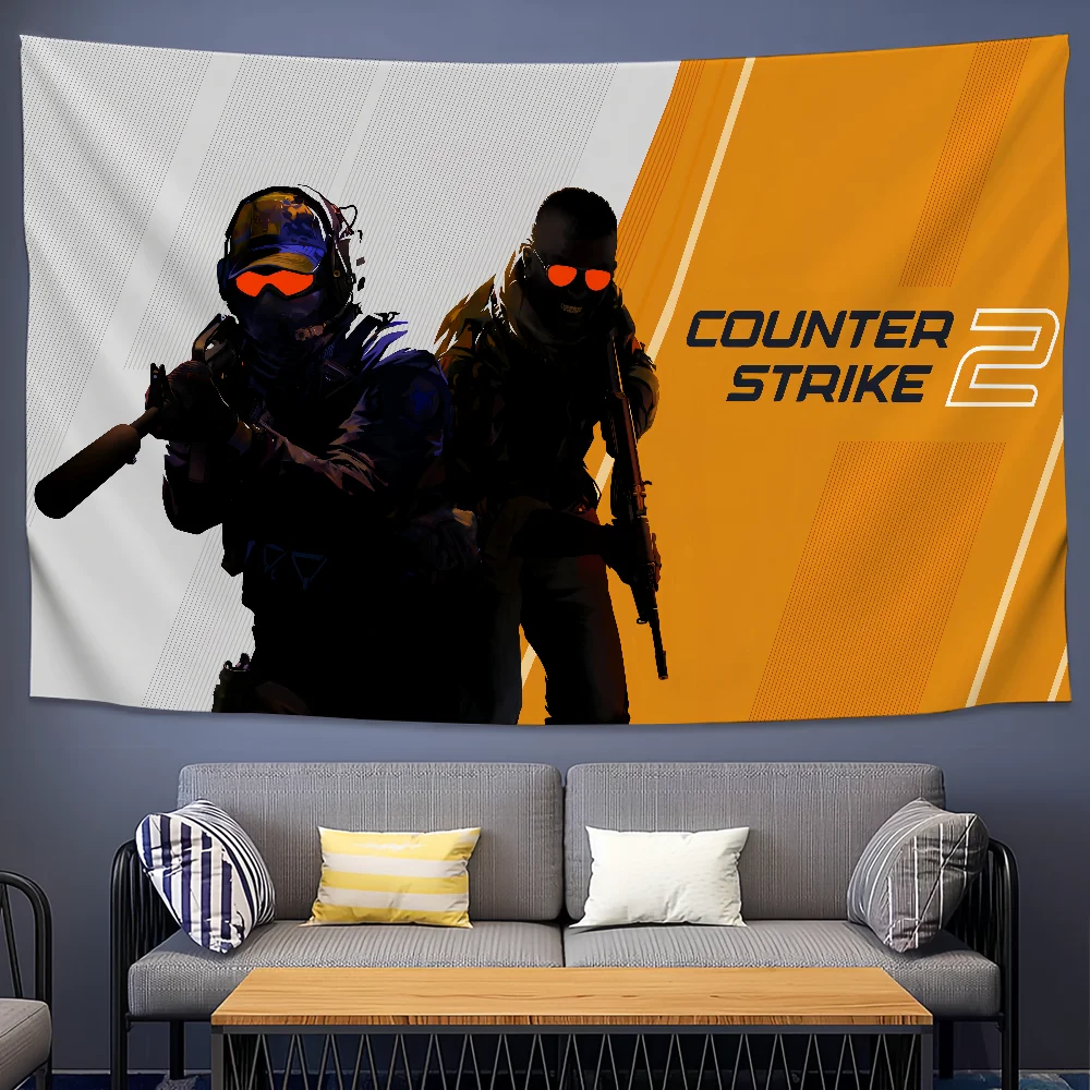Game Logo Cs2 C-counters S-strikes Q Flag Decoration Outdoor Picnic Party Art Hanging Home Camping Party Banner