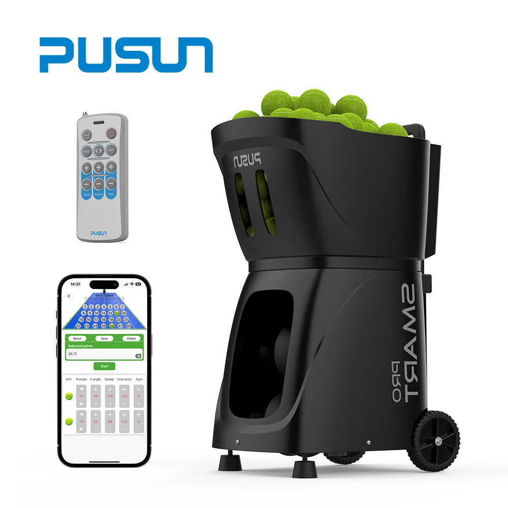 Professional Portable Tennis Ball Machine Pusun Automatic APP Control Tennis Ball Launch Training Equipment Shooting Machine