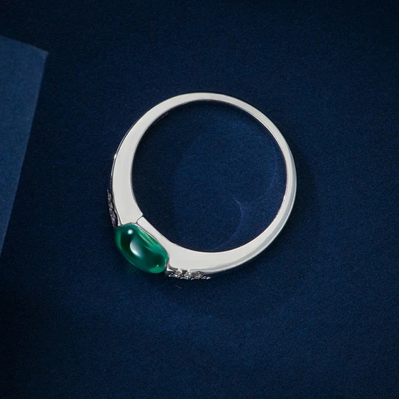 TFGLBU 5*7mm New Vintage Oval Colombian Emerald Ring for Women Genuine Solid 925 Silver Gemstone Band Party Fancy Birthday Gift - Image 3