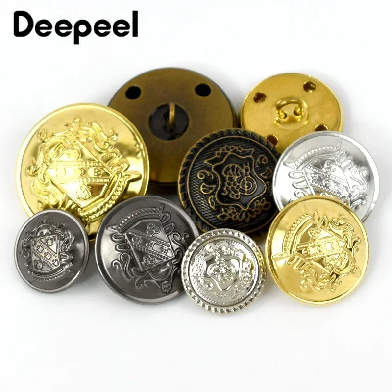 10Pcs 12-30mm Metal Button Retro Shank Flat Buttons Hollow Copper Buckles Shirt Coat Clothes Jeans Clasp DIY Sewing Accessories