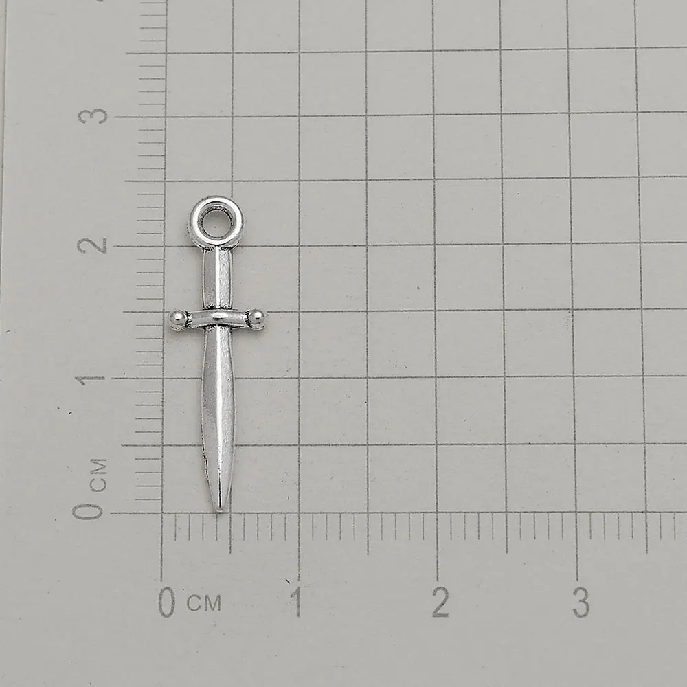 80pcs/Lots 23x7mm Mini Sword Charms Knife Gothic Halloween Pendants For Diy Necklaces Jewelry Making Findings Accessories