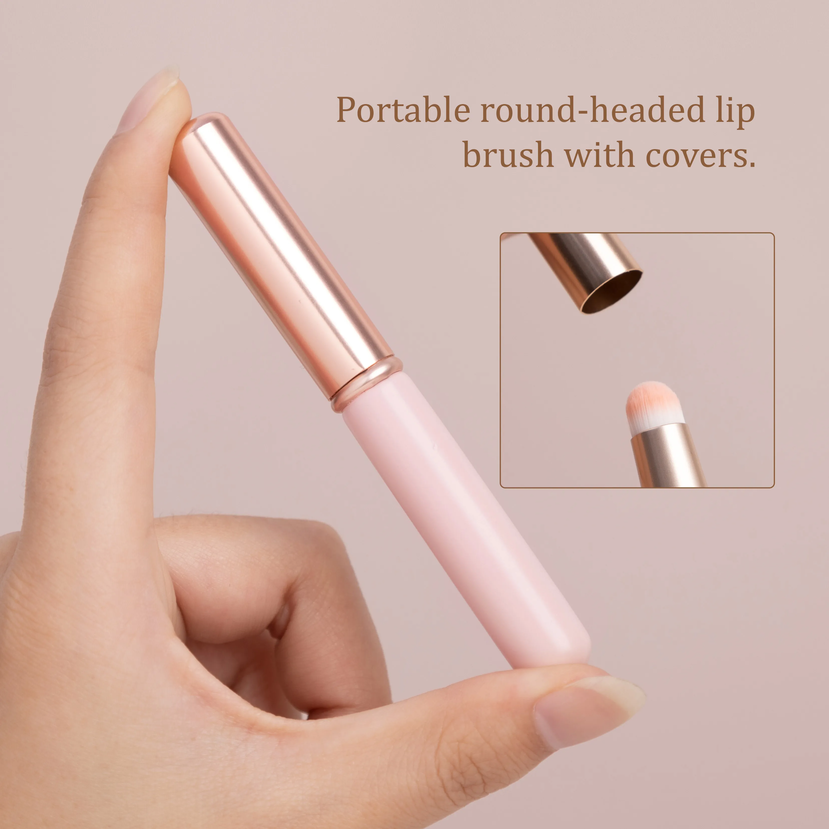 1-3PCS Mini Round Head Lip Brush with Cover Professional Portable Concealer Smudge Brushes Fiber Lips Smudging Brush Makeup Tool