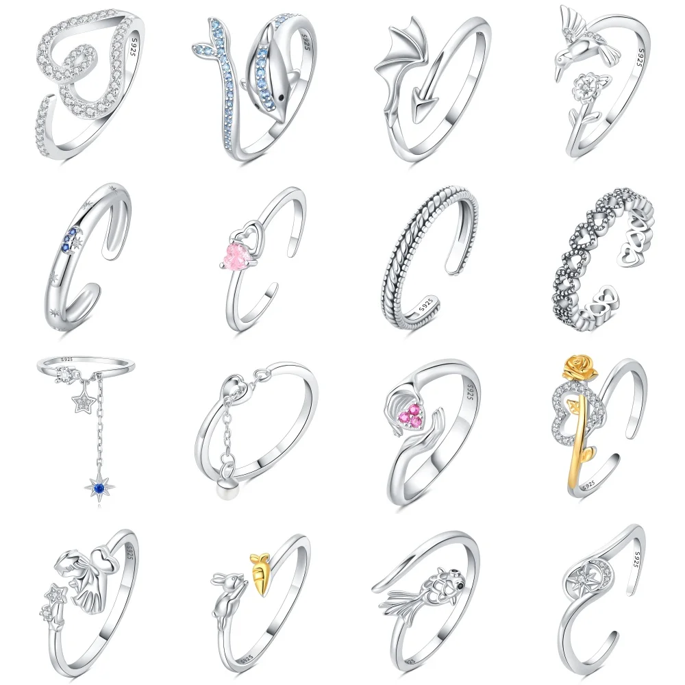 Hot 925 Sterling Silver Exquisite Simple Series Rings Original Valentine's Birthday Gift DIY Wedding Luxury Jewelry Accessories