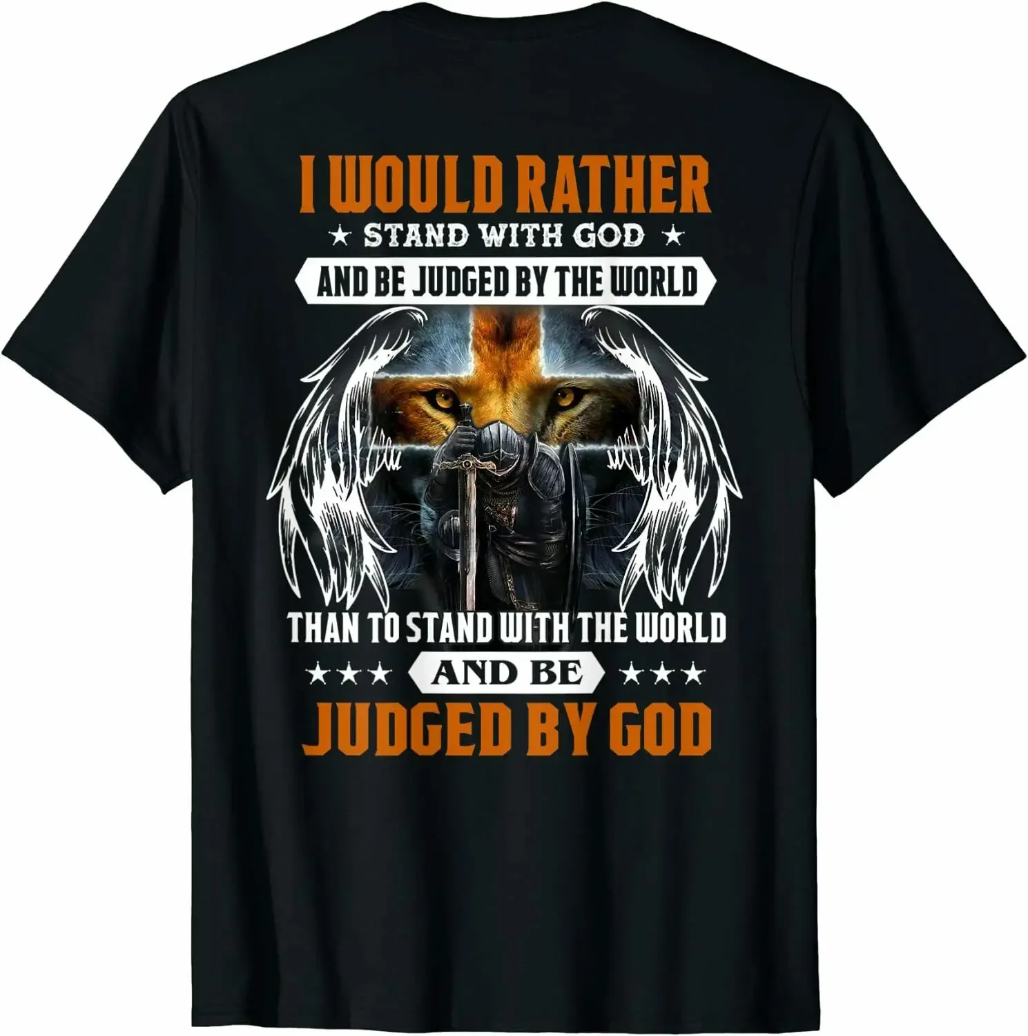 Jesus Christ Lion Cross Knight Quote Christian Saying T-Shirt. Summer Cotton O-Neck Short Sleeve Mens T Shirt New S-3XL