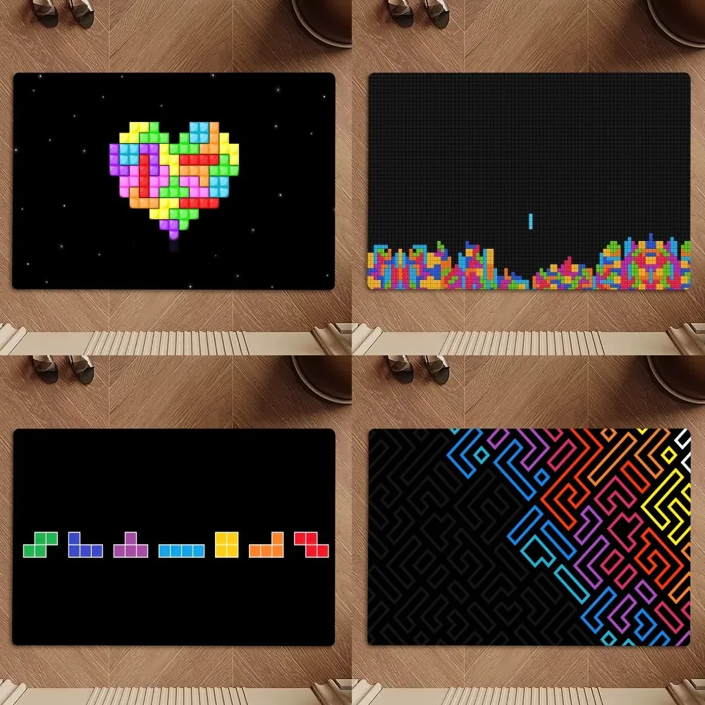 

Classic Games T-Tetris Cool Floor Mat Bedroom Kitchen Door Bath House Super Absorbent Foot Non-slip