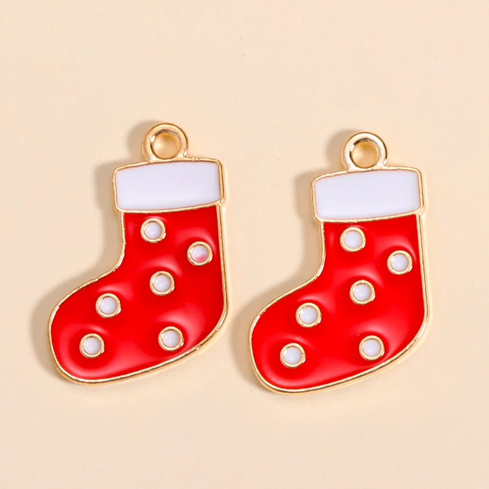 10Pcs Cute Enamel Christmas El - Jewelry Making Gloves 评论和价格