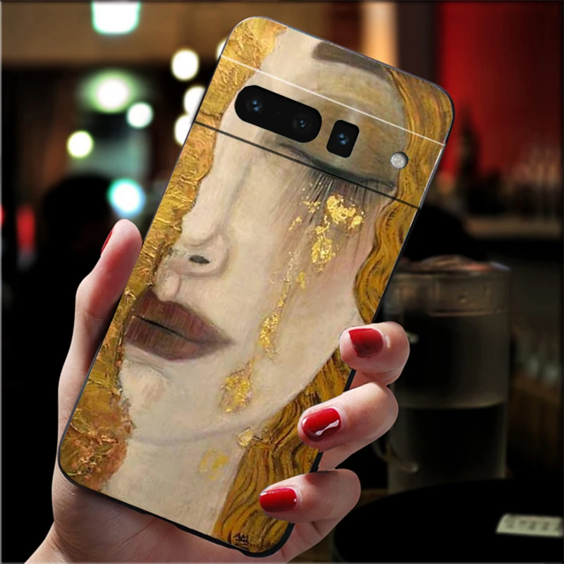 

Phone Case For Google Pixel 10 9 Pro XL 9A 8 7 6 Pro Pixel 8A 7A 6A Pixel 8 7 6 5 Kiss Gustav Klimt Golden Tears painting