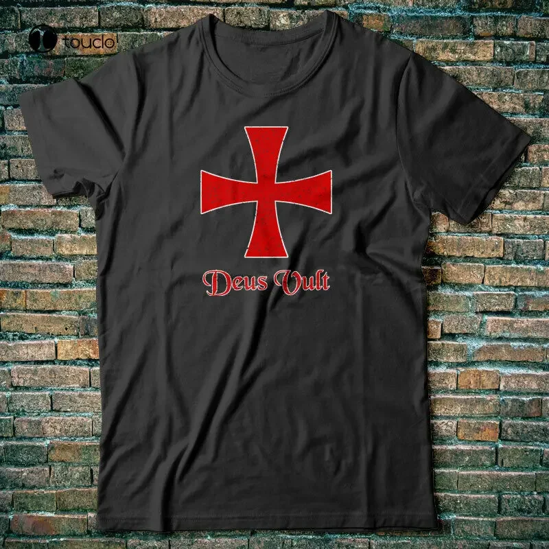 Crusader T-Shirt Zeus Vult - Knights Templar Cross Distressed Tee Shirt unisex