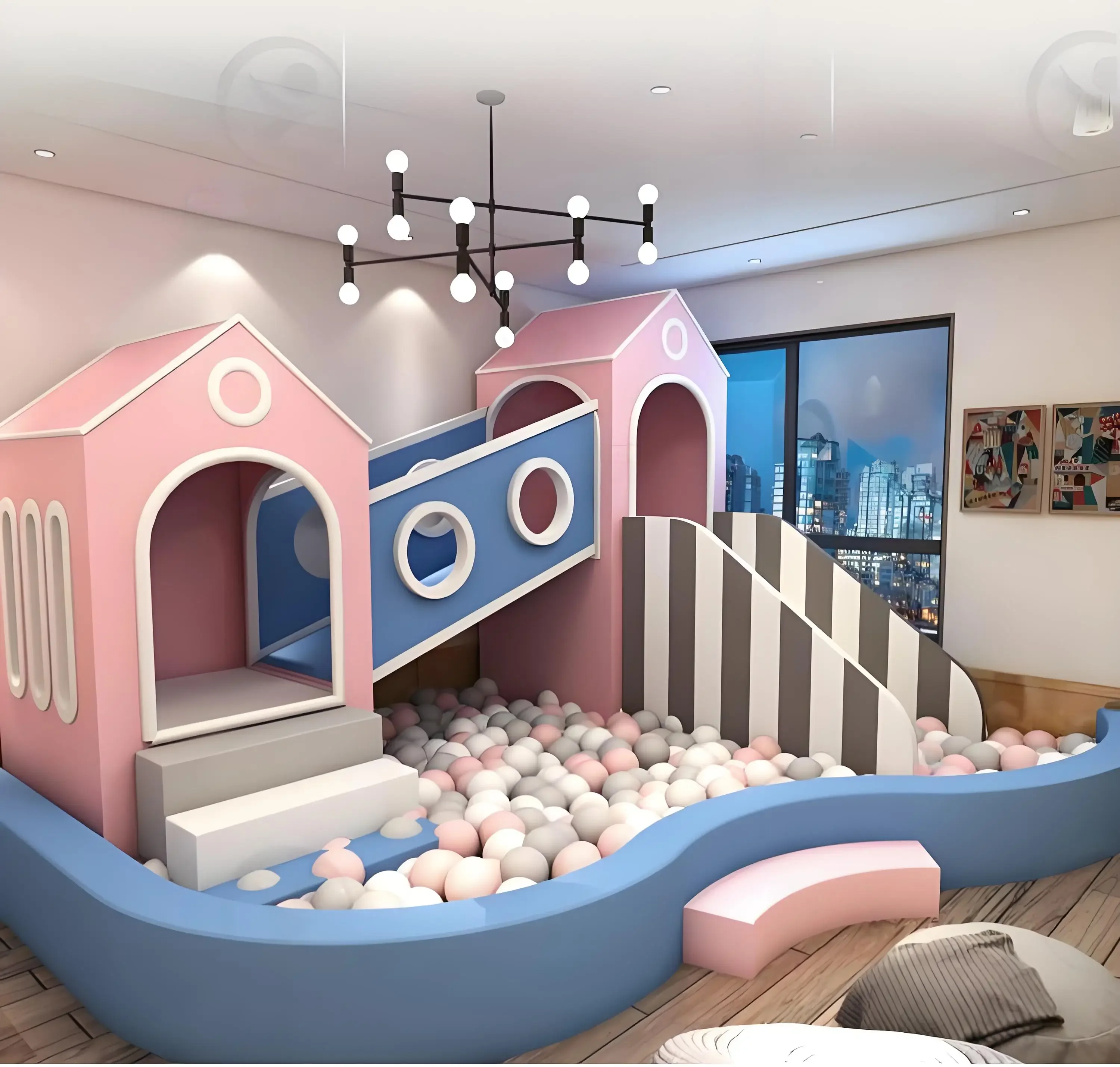 Small Space Indoor Playground for Children Soft Play Area with Slides and Ball Pit for Home or School Use