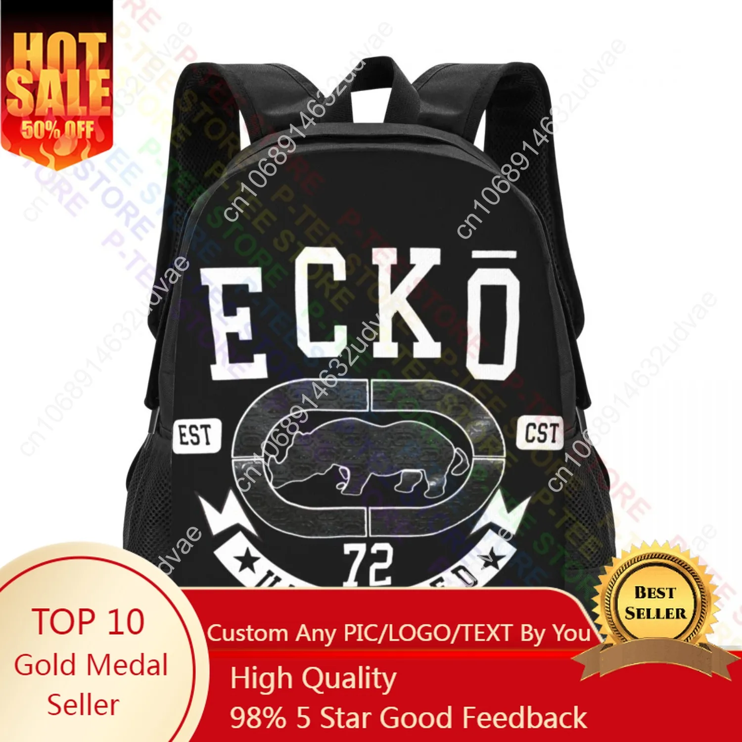 

Ecko_Unltd Red Hip Hop 1972 RhinoBackpack Large Capacity Training Riding Backpack