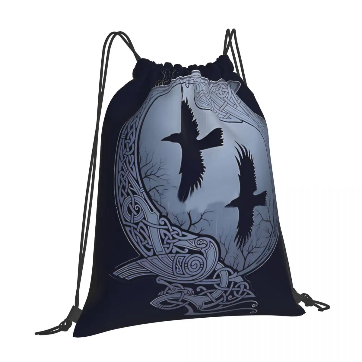 Odins Ravens V-Viking Age Cool Drawstring Bags Travel Pouch 3D Print Backpack Boy Girls School Shoe Bag