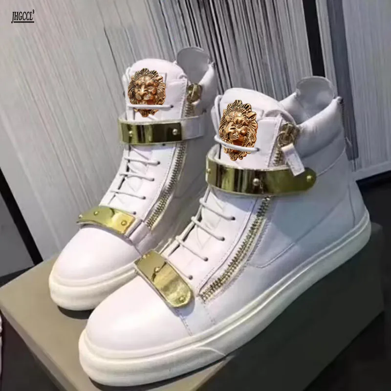 

Leather white shoes, high-end brand, high-quality men's casual top grade, couple metal buckle sports shoes, women's board shoes