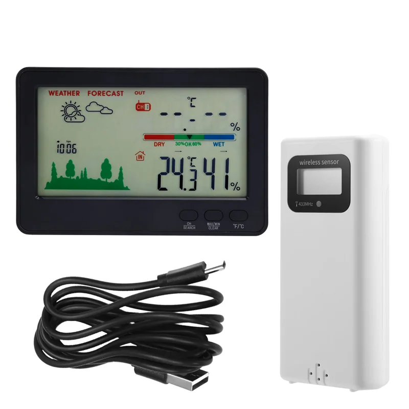 HFES Indoor Outdoor Thermometer And Hygrometer Wireless Weather Stations With 328Ft/100M Range, Temperature And Humidity