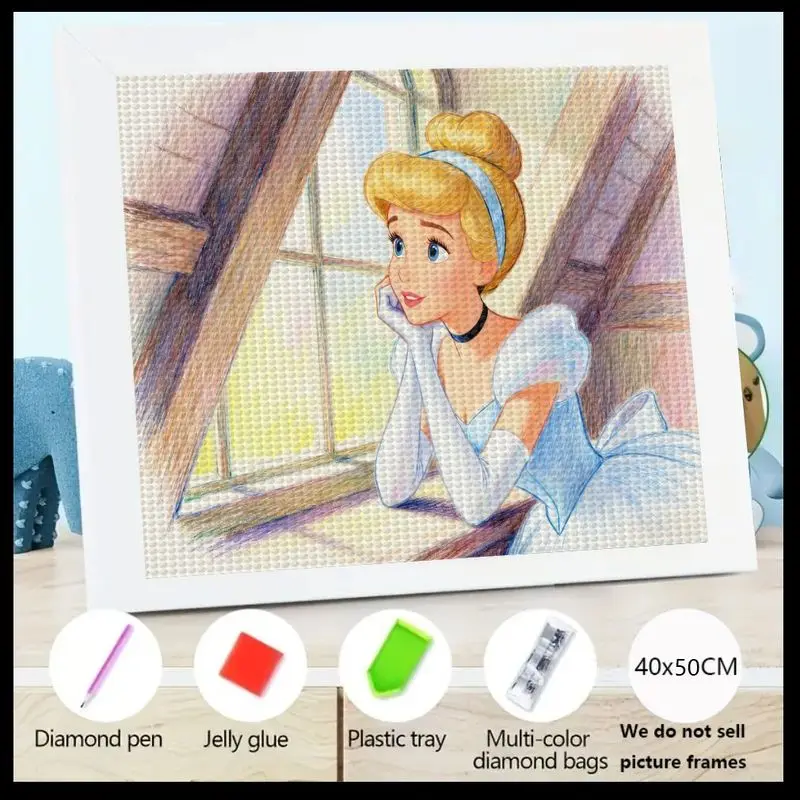 

1 шт., полная дрель, 5D DIY, набор для алмазной живописи принцессы Золушки, мультяшная сказка, сцена мечты, кристалл, драгоценный камень, искусство для взрослых и детей