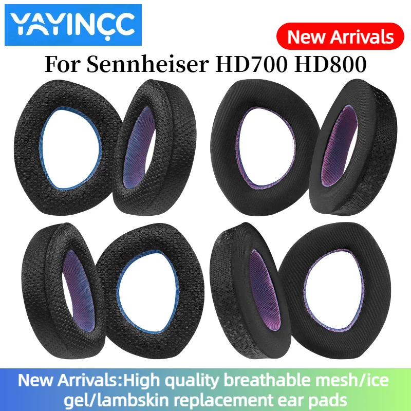 YAYINCC Replacement New arrival Breathable mesh fabric style /Ice gel EarPads With buckle for Sennheiser HD700 HD800 Headphones