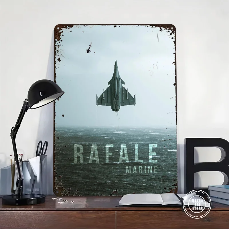 ملصقات ملصقات معدنية بحرية من Dassault Rafale على عناصر تزيين الحائط علامات قصدير معدنية قابلة للتخصيص لتزيين جدران الفن