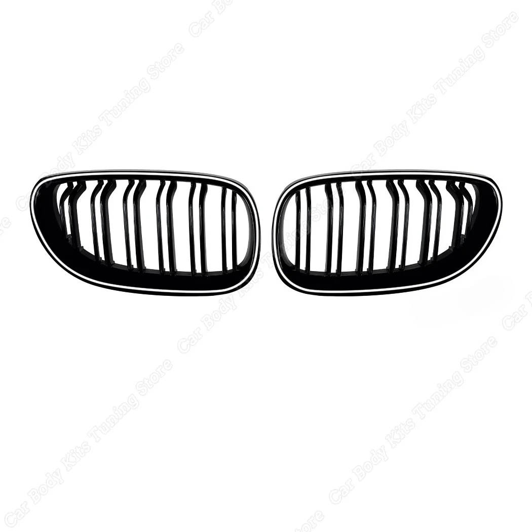 For BMW 5 Series E60 Sedan E61 Touring 2004-2010 Upper Bumper Hood Mesh Grid W/ Luminous Front Kidney Grille Slat Grill Tuning view 2
