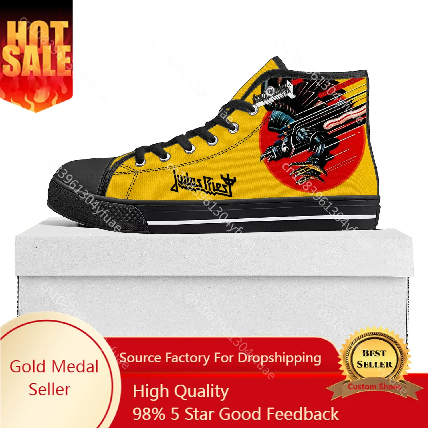 

Judas Priest Heavy Metal Rock Band High Top High Quality Sneakers Mens Womens Teenager Canvas Sneaker Couple Shoe Custom Shoe