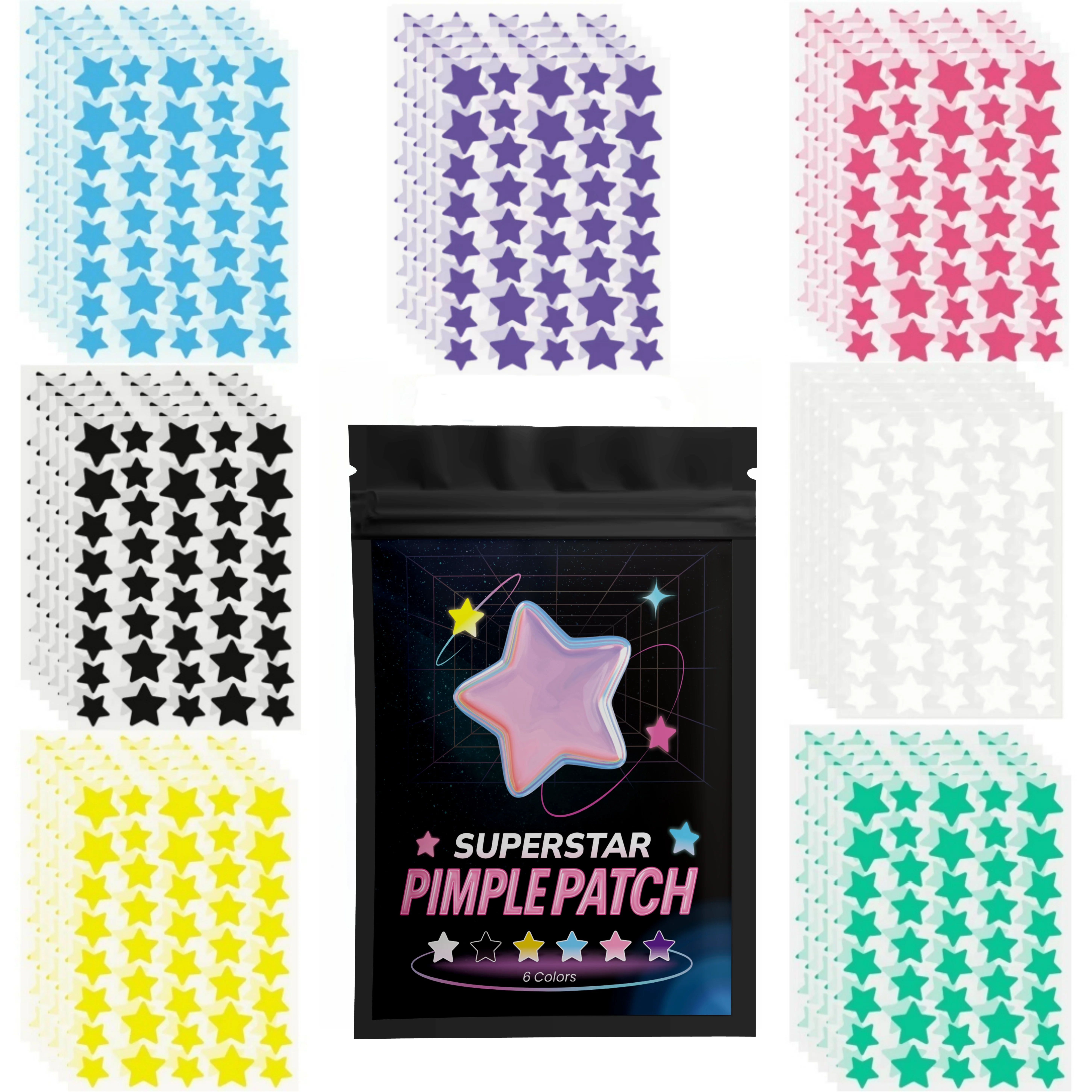 280/1120/1680pcs of multi-color star acne patches, facial acne patches, concealer acne patches, and pimples patches, ultra-thin