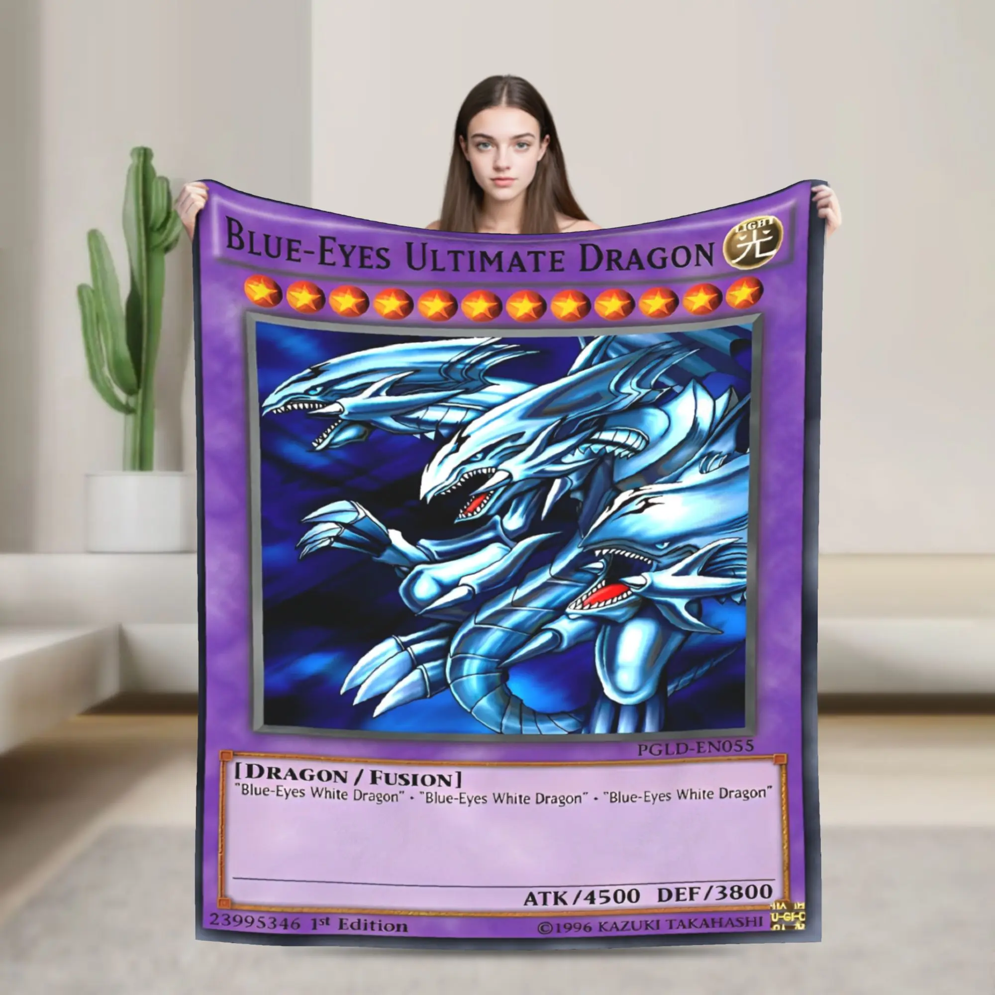 Yu Gi Oh Card Blue Eyes Ultimate Dragon Blanket Velvet Spring Autumn  Portable Soft Throw Blankets for Bedding Travel Rug Piece