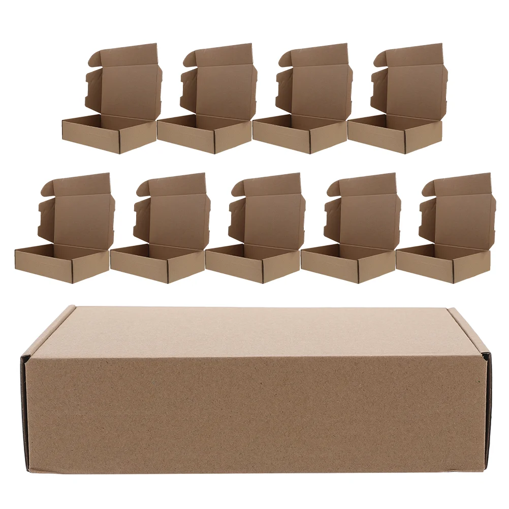 10 Pcs Small Shipping Cardboard Boxes Kraft Paper Packaging Triple Layer Brown Mailer Efficient Space Utilization Easy