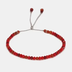 Natural Stone Handmade Strand Bracelet 3mm Red Rope Small Onyx Beads Thin Bracelets For Women 925 Silver Reiki Yoga Jewelry DIY