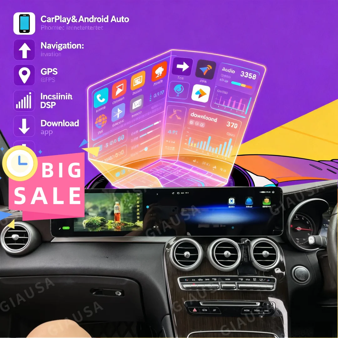 RT 12,3 Zoll Dual Screen Für Mercedes Benz C GLC Klasse W205 X253 2015 2016-2018 Multimedia Android Auto radio Navigation Carplay