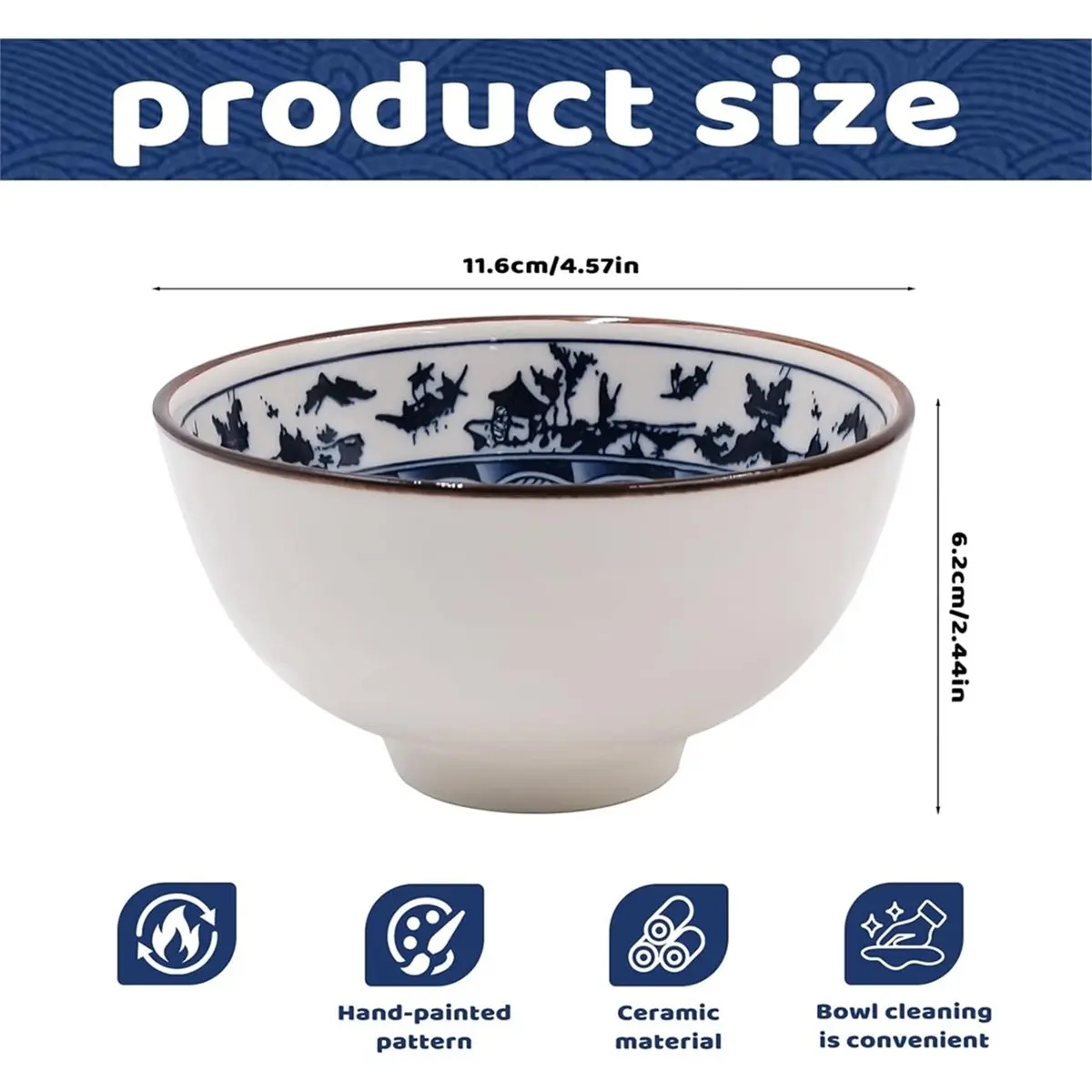 

Набор из 4 керамических чаш для закусок и соусов, 4,5-дюймовые керамические чаши в японском стиле для риса и хлопьев