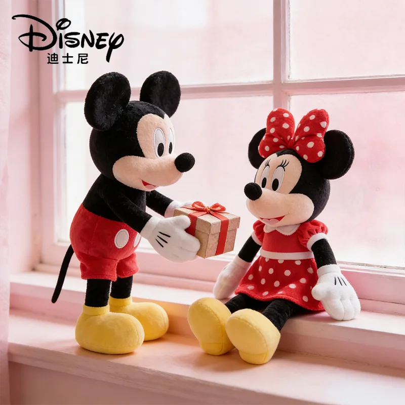 AOGER Cartoon Couple Mickey Minnie 43cm Anime Red Pink Minnie Mouse Plush Toys Gifts Lovely Plush Toy