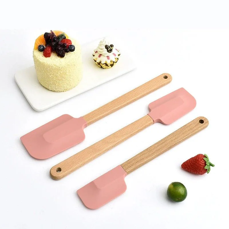 

Hanging easy-to-clean flat wooden handle silicone jam spatula cream cake spatula household multi-functional cake baking tool