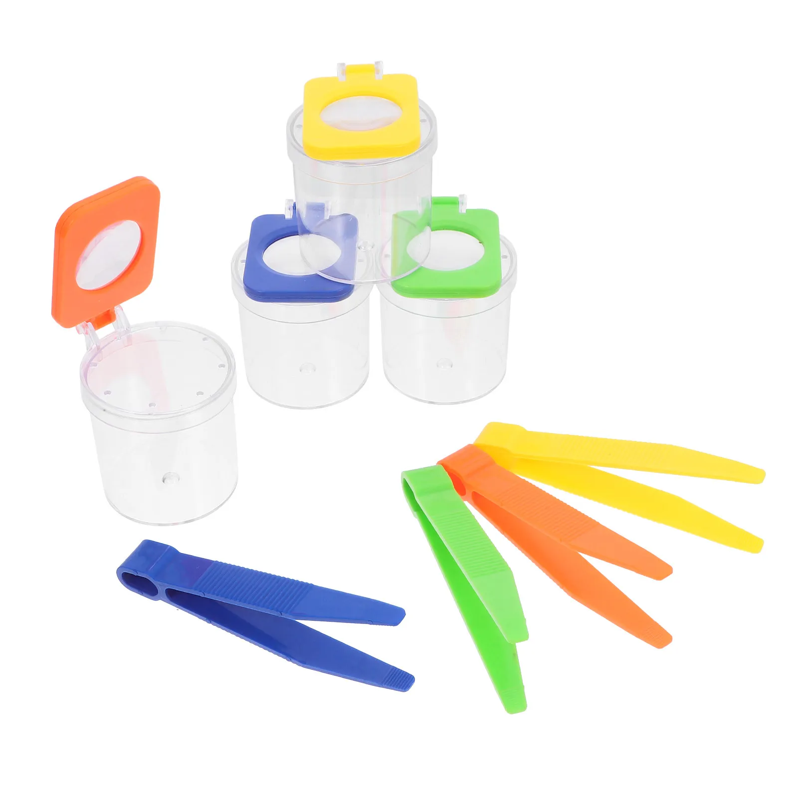 8Pcs Kids Outdoor Insect Observation Box Transparent Flip Top Bug Magnifier Box Portable Nature Exploration Science Learning