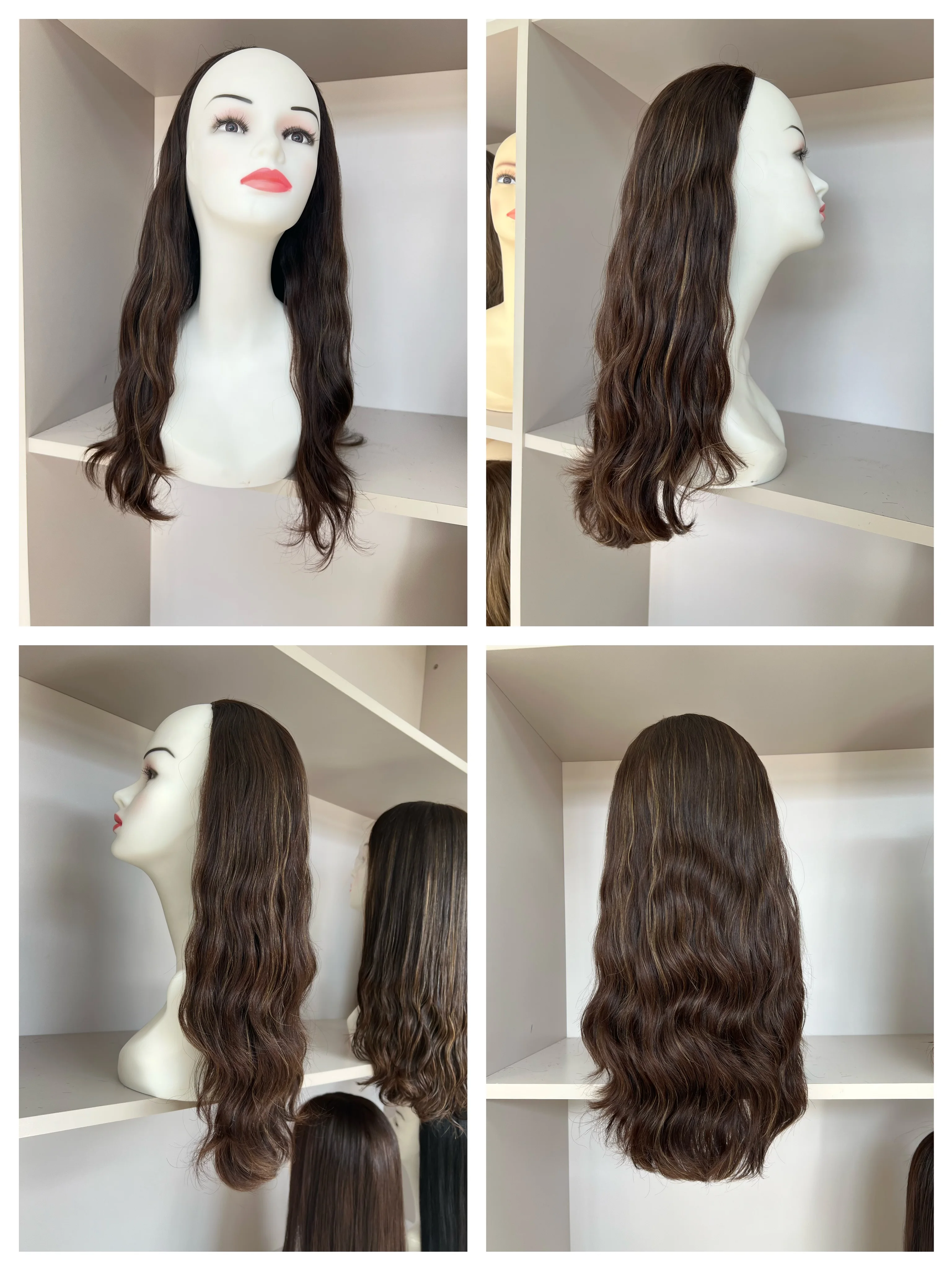 Ribbon Wig Bandfall European Virgin Hair Brown Color 22inch Tsingtaowigs Slight Wave layer For Women Free Shipping