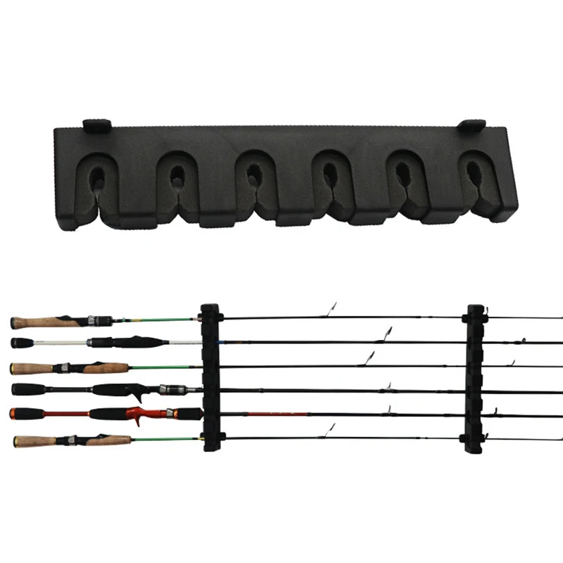 Fishing Rod Holders 6-Rod Rack Vertical Pole Holder Wall Mount Modular For Garage