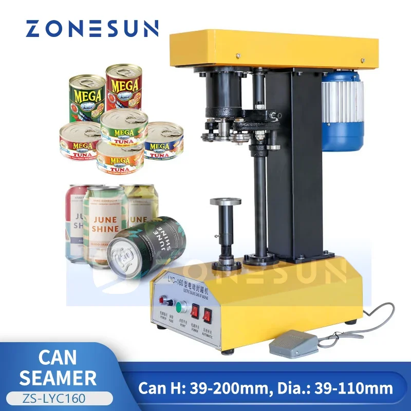 ZONESUN ZS-LYC160 Cans Sealing Machine 39-150mm Canned Seamer Machine