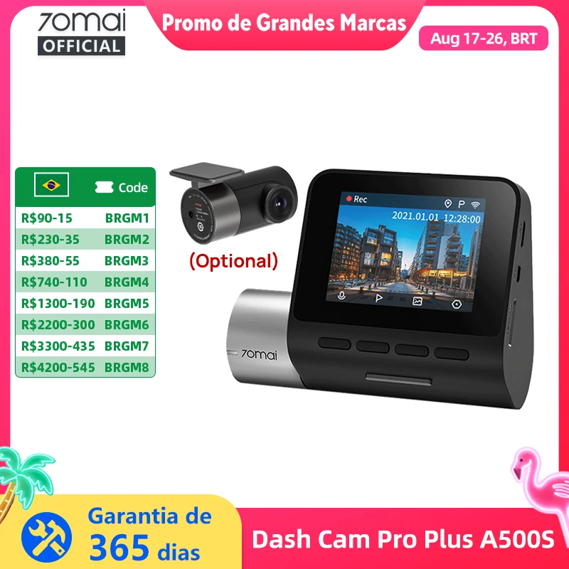 70mai Dash Cam Pro Plus A500S 1944P ADAS GPS Câmera 70mai Front Cam A500S 140FOV Carro DVR 24H Suporte de Estacionamento Câmera Interior Traseira