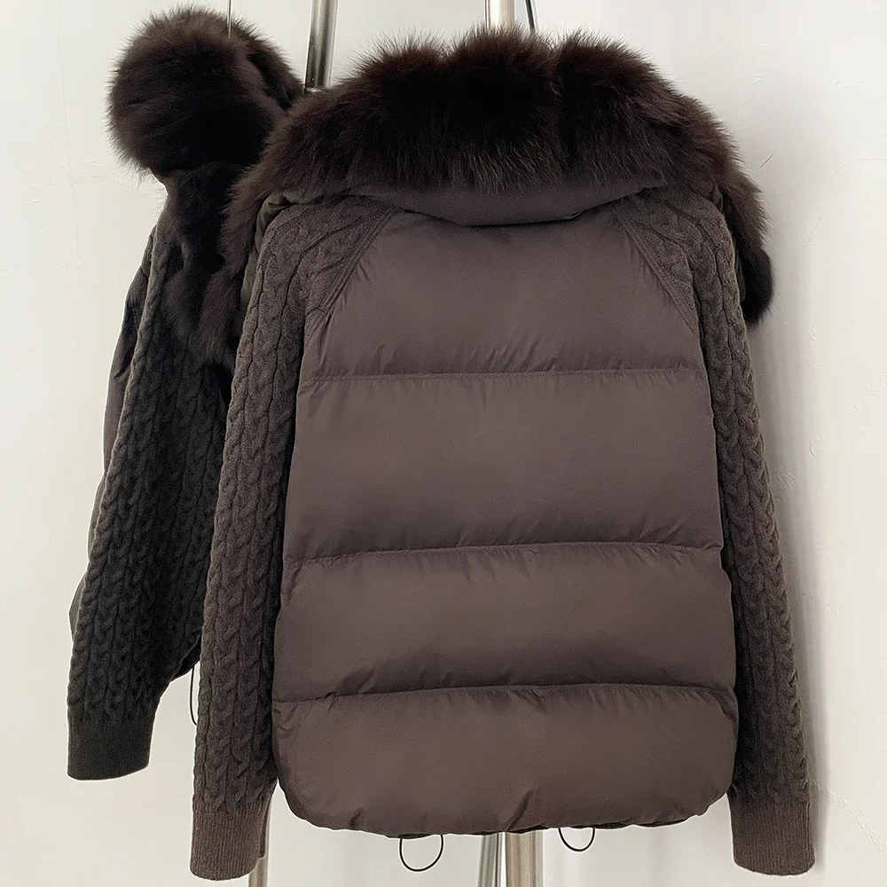 OFTBUY Neue Wintermode Daunenjacke für Damen, Kurze Warme Jacke mit Natürlichem Fell, Echter Fuchspelz-Mantel, Lässige Damenbekleidung – Detail 10