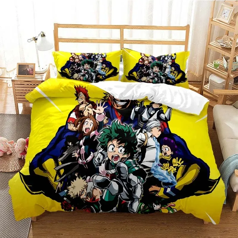 Juego de ropa de cama con estampado de Anime My Hero Academia, fundas de edredón, fundas de almohada, juegos de cama, ropa de cama, ropa de cama, textiles para el hogar, nuevo