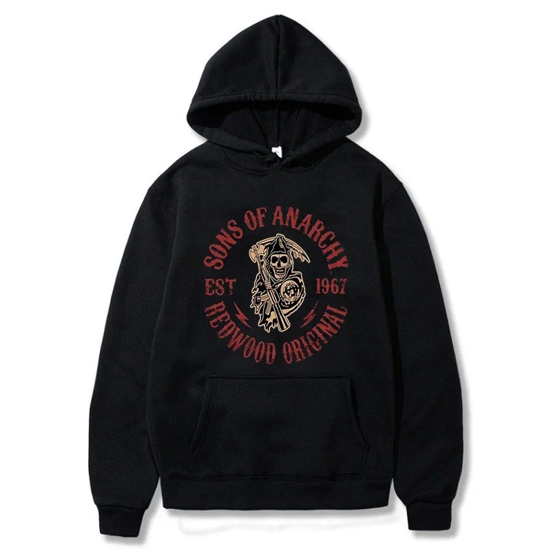 

Men's Fleece Cotton Hoodie Sons of Anarchy SAMCRO Double Sided Print Hoodie Sweatshirt Men Womnen Fashion Brand Design Pullover