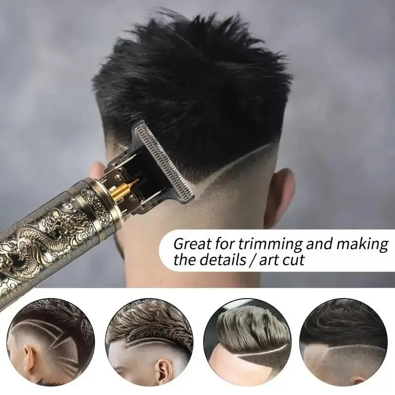 Electric Haircutter For Men Black Long Dragon USB Charging Electric Engraving Haircutter Barber Shop Electric Faders Shaved ABS7 image 5