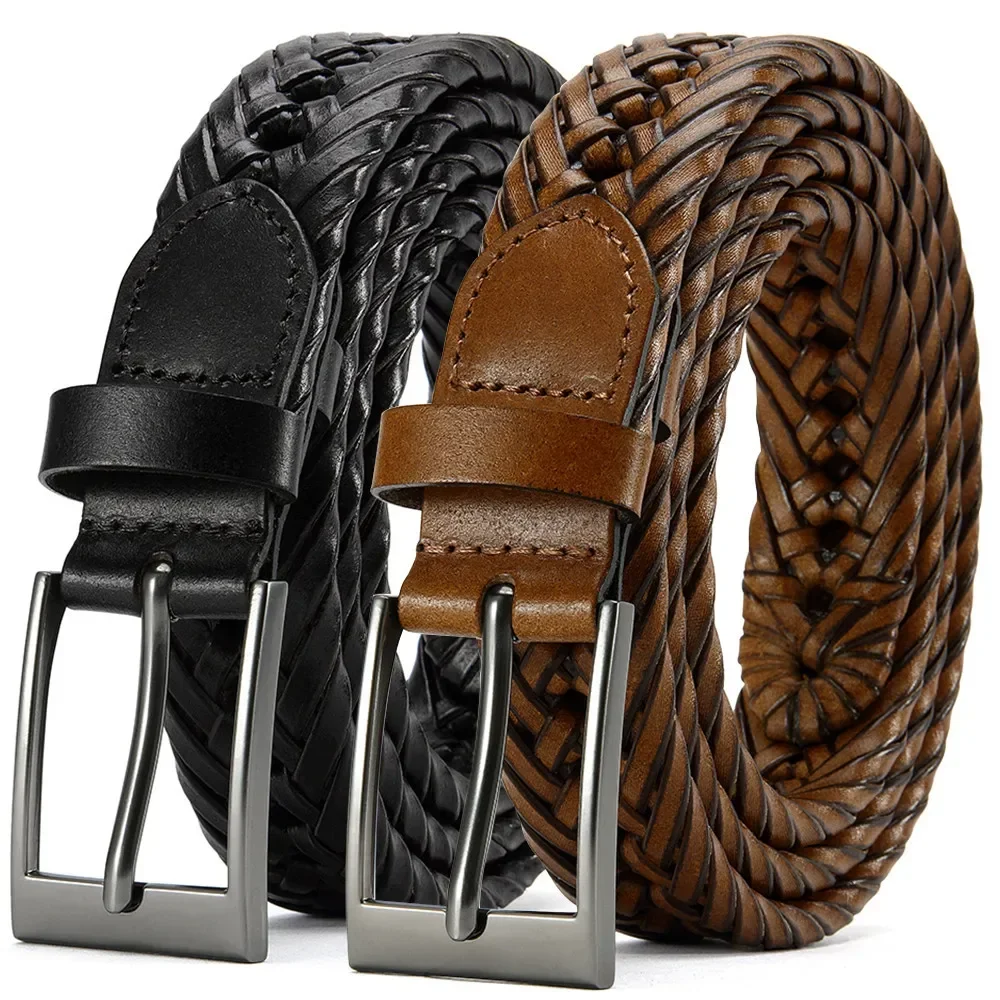 High Quality Genuine Leather Men Belts LONG Large Pin Buckle Metal Automatic Buckle High Quality Casual for Jeans Women Strap