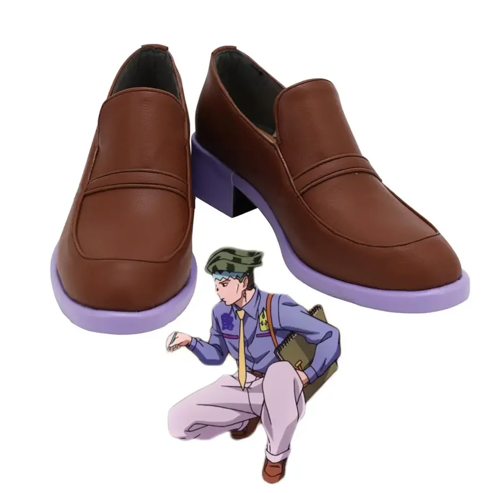 

JoJo's Bizarre Adventure Rohan Kishibe Cosplay Brown Shoes Leather Boots Custom Made for Unisex Any Size