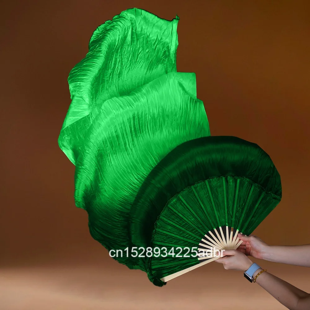 Mulheres dança do ventre seda bambu longo fã véus adereços dança do ventre adoração louvor pastel bandeira verde streamer adultos 180cm outono