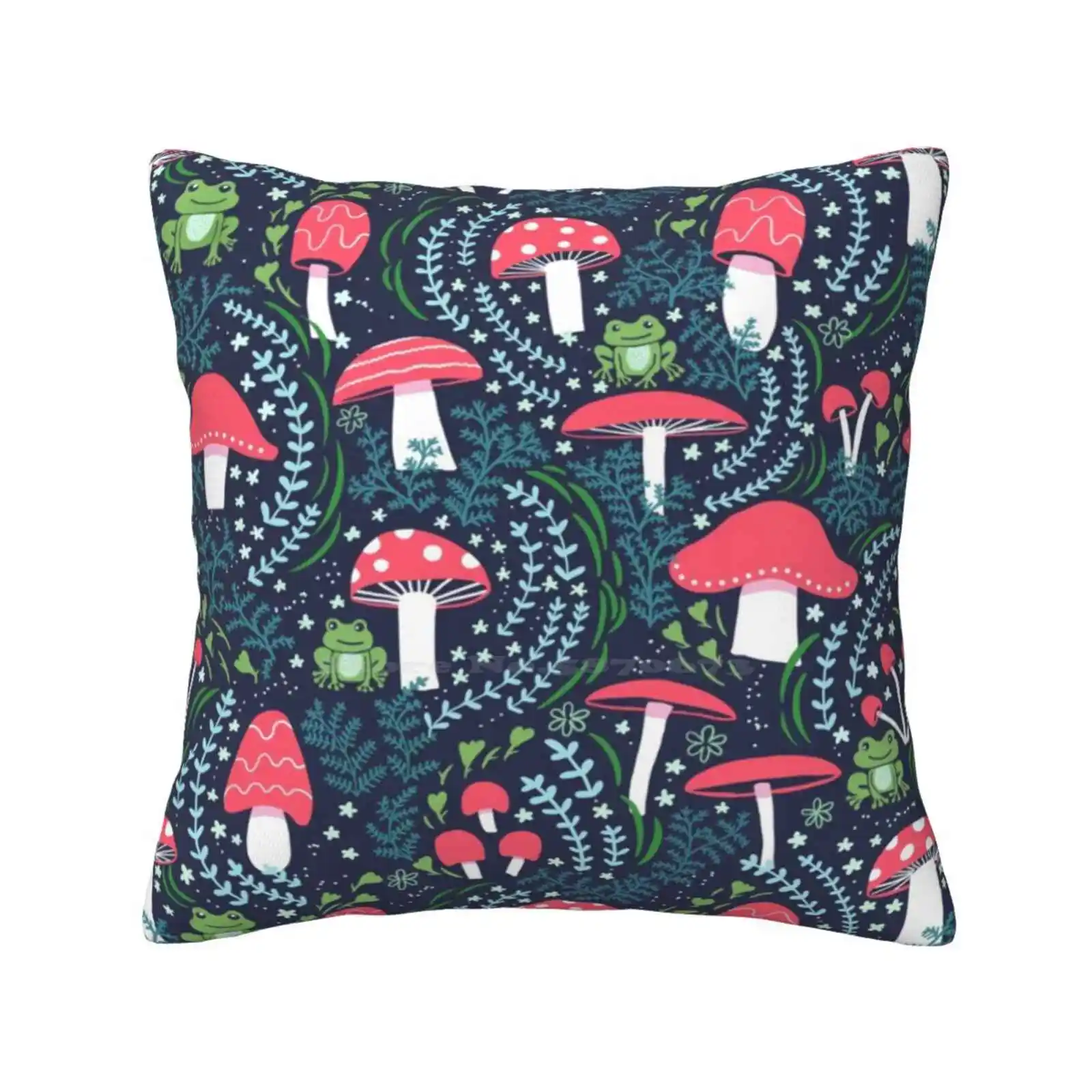 Mushrooms , Toadstools And Frogs Fashion Sofa Throw Pillow Cover Pillowcase Fungus Fungi Mushroom Art Spores Froggy Cute